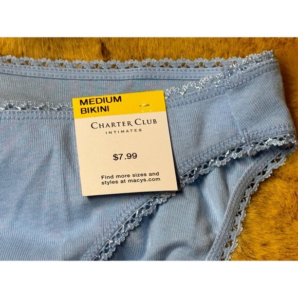 Charter Club Women's Everyday Cotton Bikini Underwear, Airy Blue, Size M, NWT - Picture 3 of 4